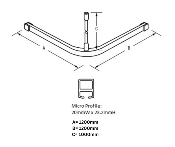 SCT_1200X1200MM MICRO SHOWER CURTAIN TRACK "L" SHAPED - Image 3