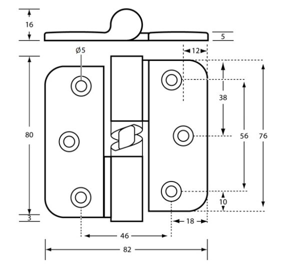 106C_LHHC (106C Gravity Hinge – Concealed Screw Fix, Left Hand, Hold Closed (with screw fixings) - Image 2