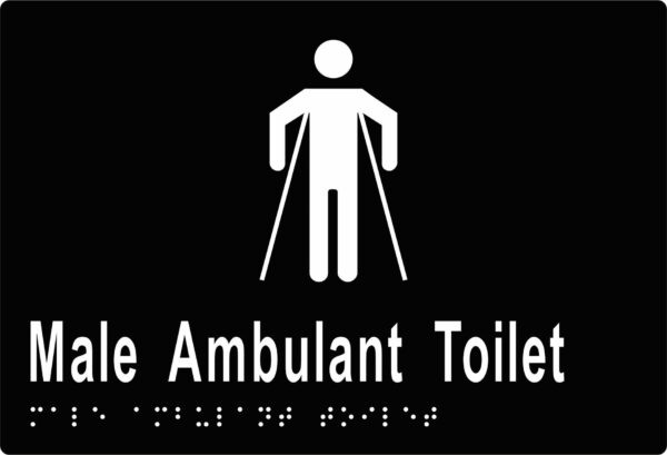 Male Ambulant Toilet Braille in Designer Black