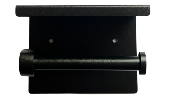 Single Toilet Roll Holder with Shelf Top in Designer Black