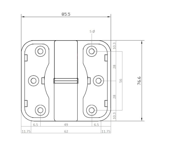 MODA_LHSPRING_SCP Moda Spring Hinge - Concealed Screw Fix, Left Hand (with screw fixings) - Image 2